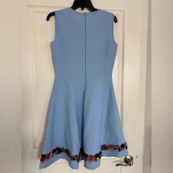 OSCAR DE LA RENTA Floral Crystal-Embroidered Fit-and-Flare Mini Dress Size M